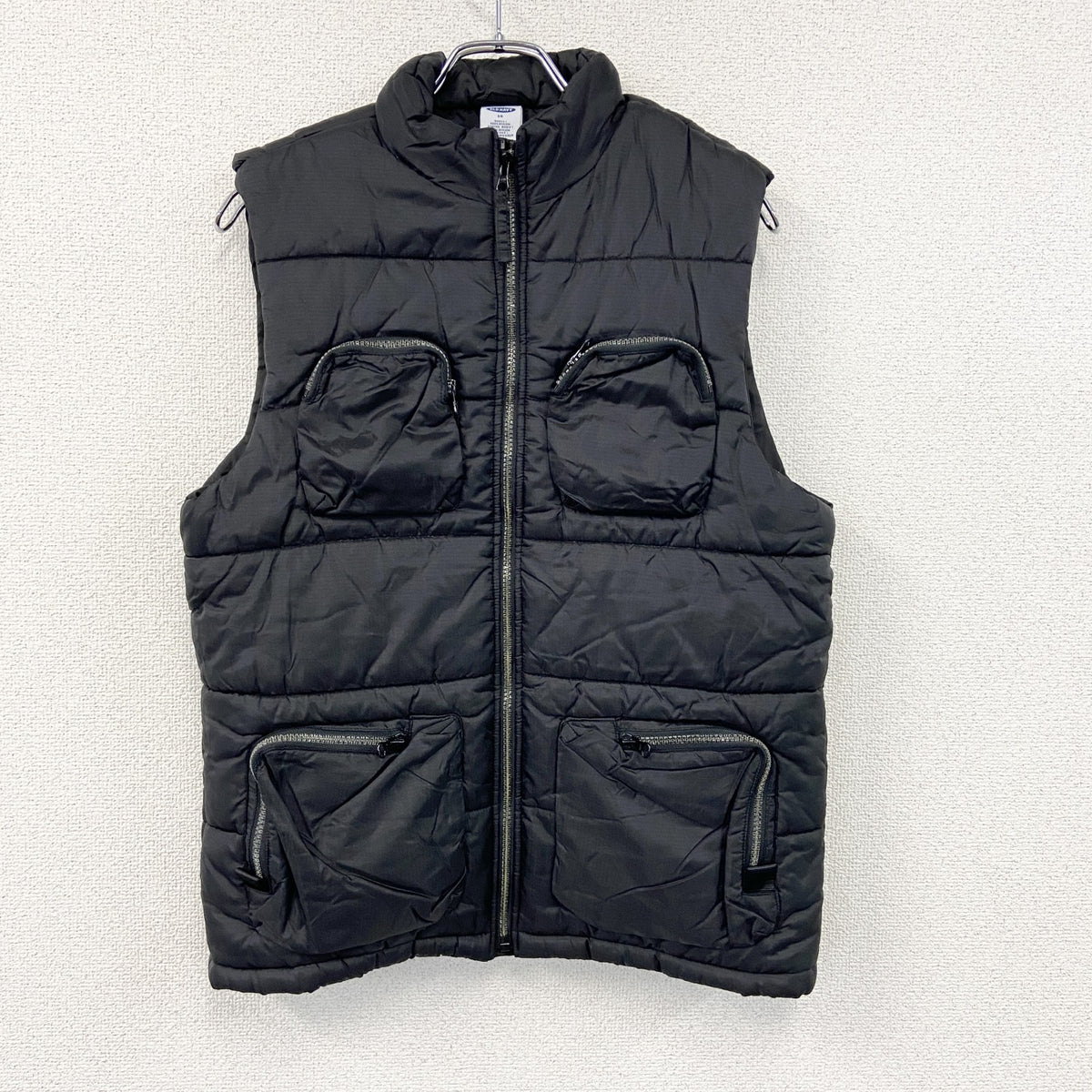 00s　OLD NAVY　オールドネイビー　フィッシングベスト　中綿入り　黒　ブラック　14サイズ メンズ ナイロン 古着