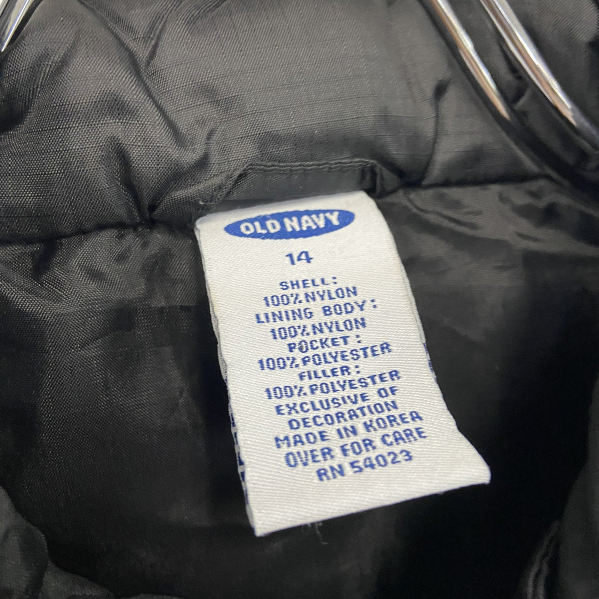 00s　OLD NAVY　オールドネイビー　フィッシングベスト　中綿入り　黒　ブラック　14サイズ メンズ ナイロン 古着