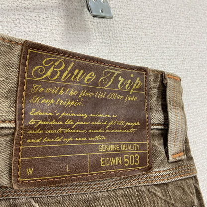 EDWIN 　エドウィン　503　デニムパンツ/ジーンズ　縦落ち　ジップフライ　茶色　ブラウン　Lサイズ
