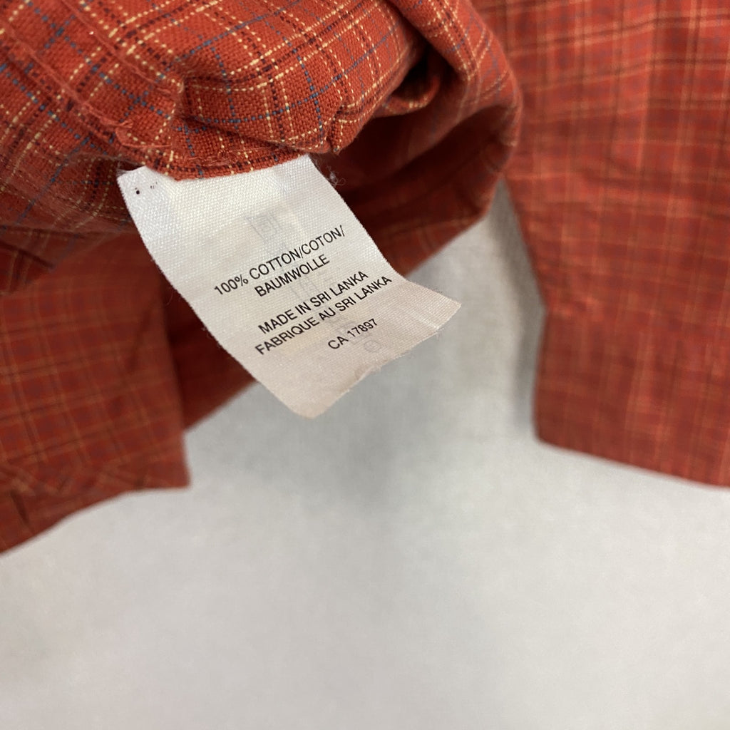 GAP　ギャップ　長袖ボタンダウンシャツ　オックスフォードシャツ　チェック柄　オレンジ　XSサイズ　古着