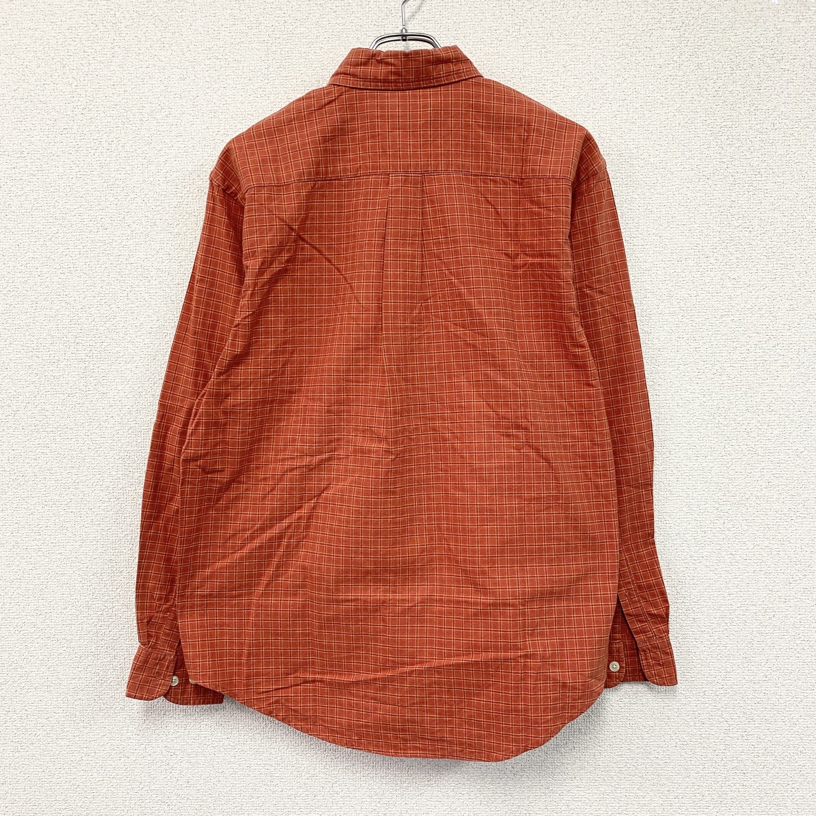 GAP　ギャップ　長袖ボタンダウンシャツ　オックスフォードシャツ　チェック柄　オレンジ　XSサイズ　古着