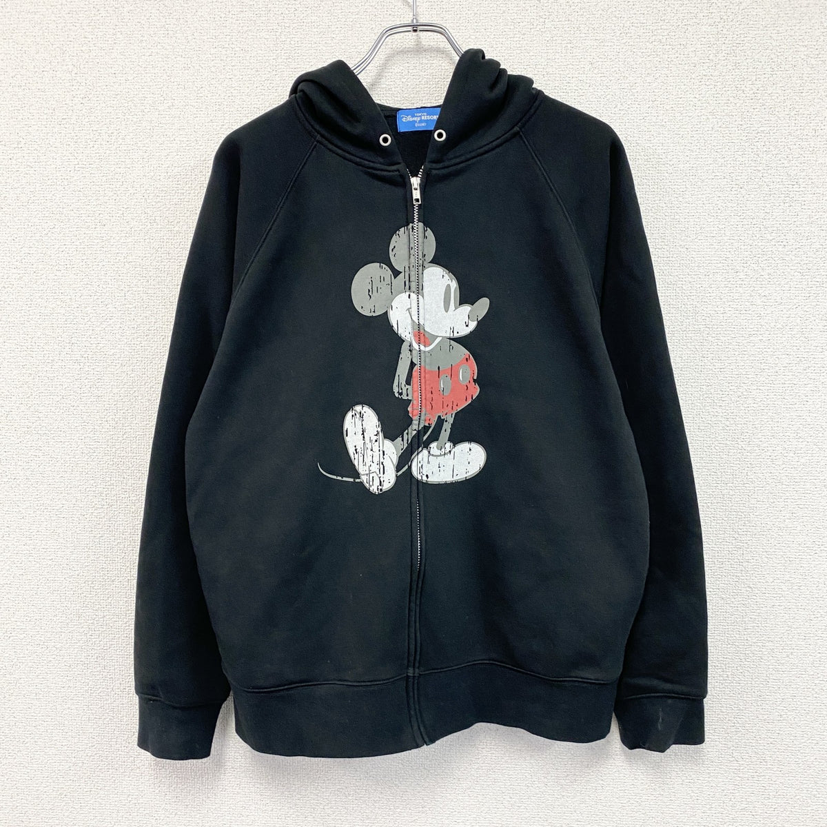 Disney　ディズニー　Mickey Mouse　ミッキーマウス　フルジップスウェットパーカー/フーディー　黒　ブラック　Lサイズ　古着