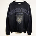 PST　長袖アニマル柄プリントスウェット　トレーナー　LEOPARD　ヒョウ　黒　ブラック　秋冬服　XSサイズ　古着