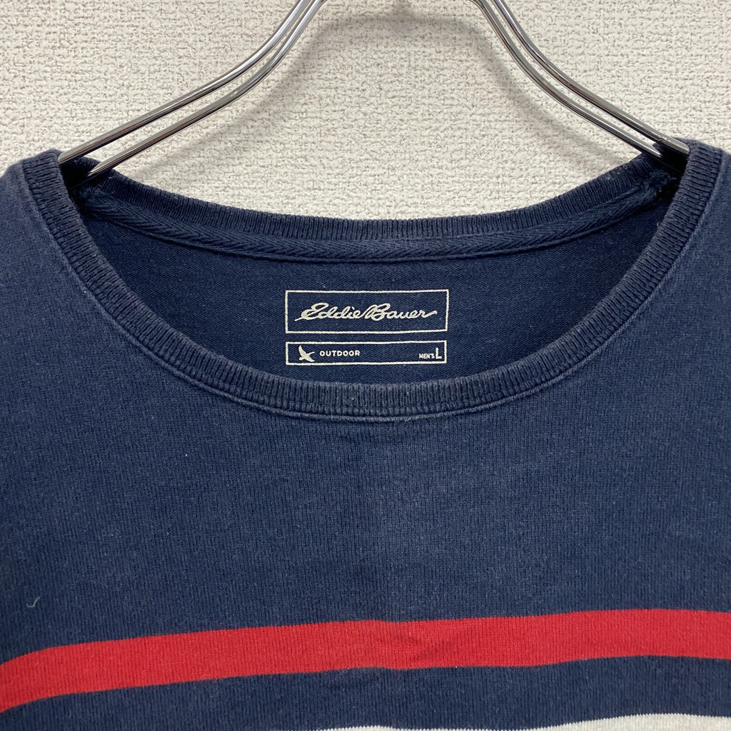 Eddie Bauer　エディーバウアー　長袖Tシャツ/ロンT　ボーダー　紺　ネイビー　Lサイズ　古着