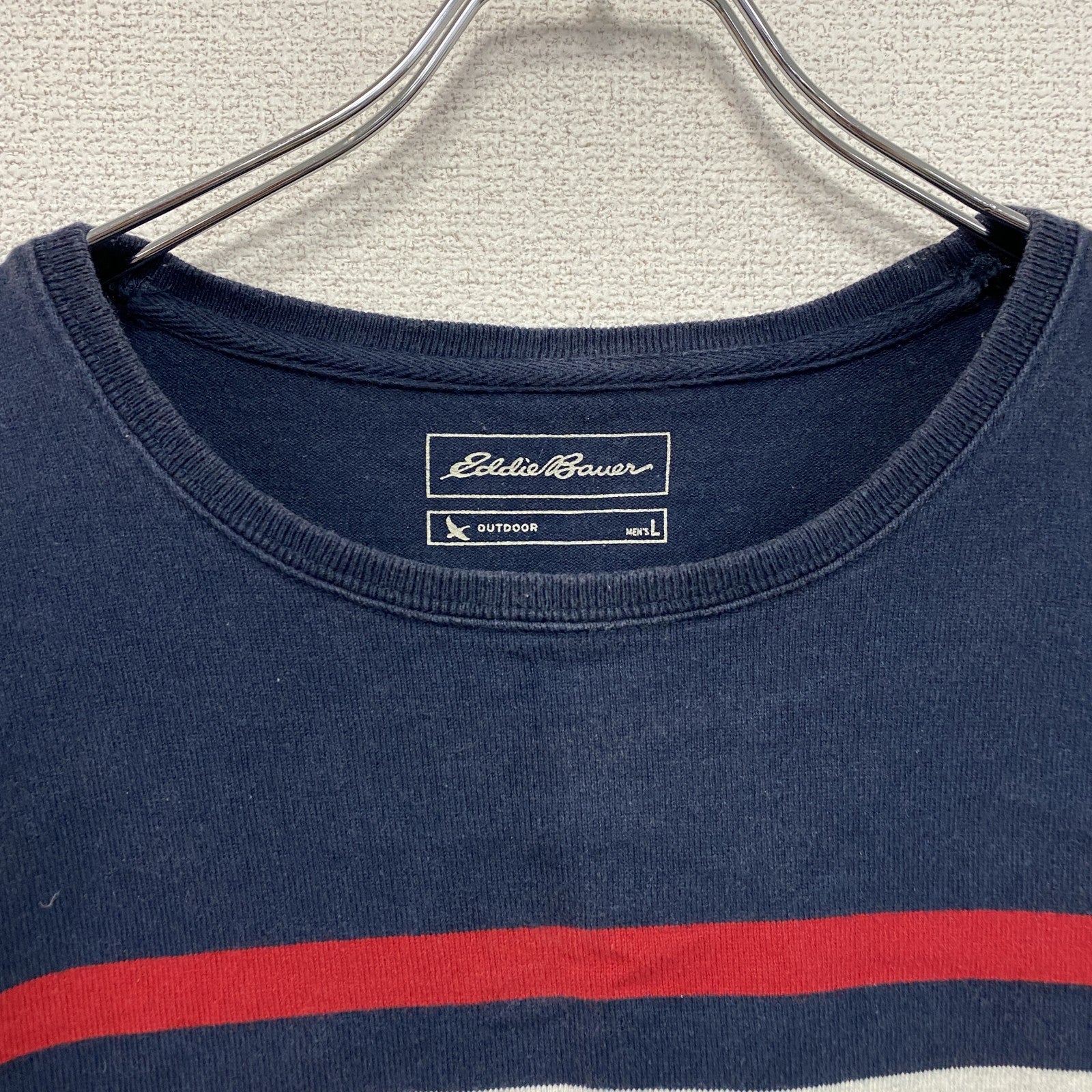 Eddie Bauer　エディーバウアー　長袖Tシャツ/ロンT　ボーダー　紺　ネイビー　Lサイズ　古着