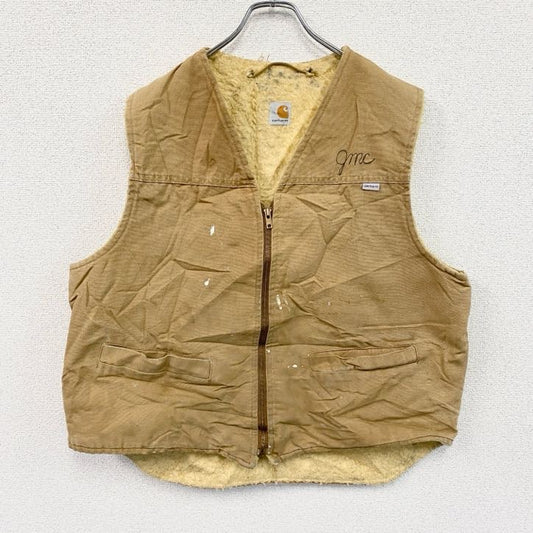 80s　Carhartt　カーハート　フルジップダックベスト　ヴィンテージ　ボアライナー　星タグ　キャメル　XLサイズ
