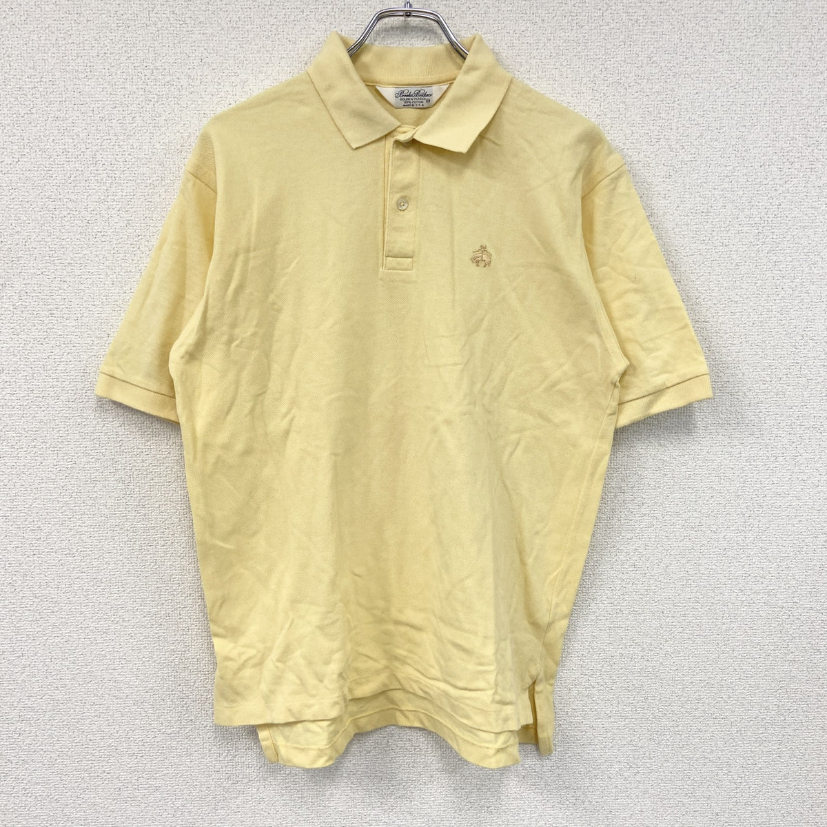 90s　Brooks Brothers　ブルックスブラザーズ　半袖ポロシャツ　黄色　パステルイエロー　USA製　Mサイズ　古着