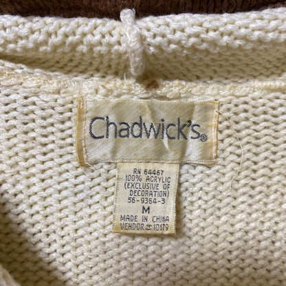 古着 used　Chadwick’s　長袖ニットカーディガン　ジップアップセーター　ノルディック　レトロデザイン　秋冬服　Mサイズ