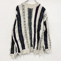 ～90s　Susquehanna Trail Outfitters　コットンニットセーター　総柄　クルーネック　アイボリー　Lサイズ　　ヴィンテージ　古着