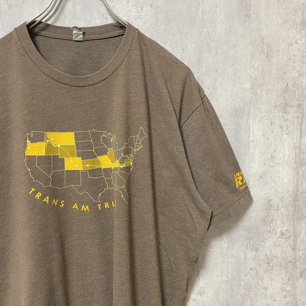 NEXT LEVEL　半袖クルーネックプリントTシャツ　茶　ブラウン　レトロデザイン　Lサイズ　古着