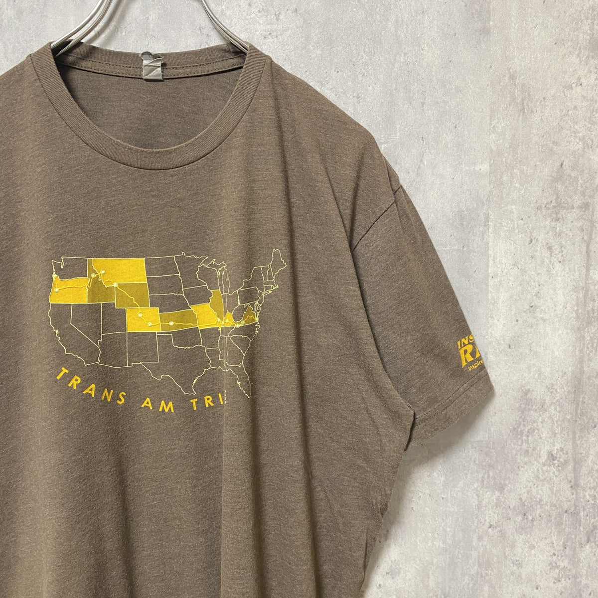 NEXT LEVEL　半袖クルーネックプリントTシャツ　茶　ブラウン　レトロデザイン　Lサイズ　古着
