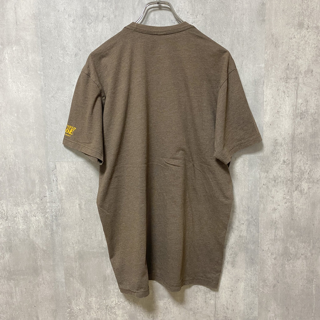 NEXT LEVEL　半袖クルーネックプリントTシャツ　茶　ブラウン　レトロデザイン　Lサイズ　古着