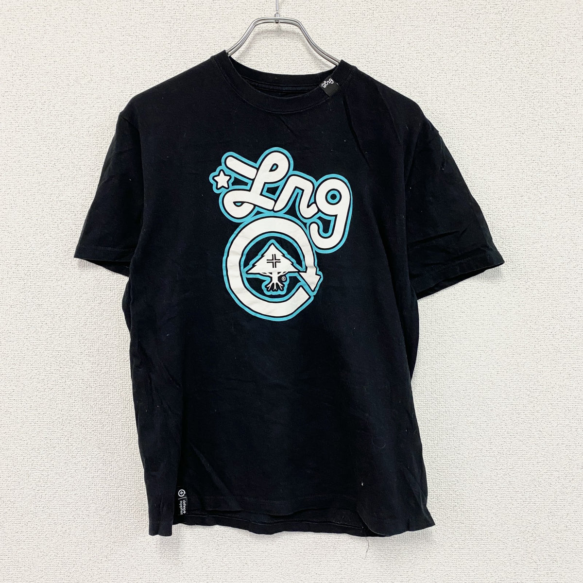 LRG　エルアールジー　半袖プリントTシャツ　デカロゴ　クルーネック　黒　ブラック　Mサイズ　古着