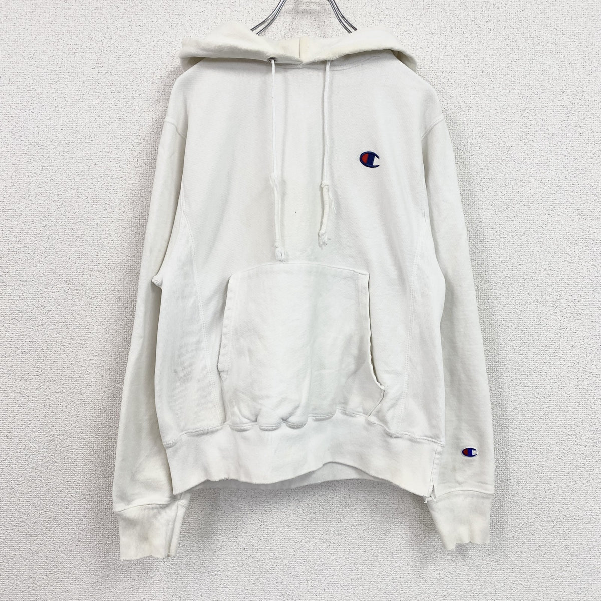 Champion　チャンピオン　リバースウィーブ　スウェットパーカー/フーディー　白　ホワイト　Sサイズ　古着