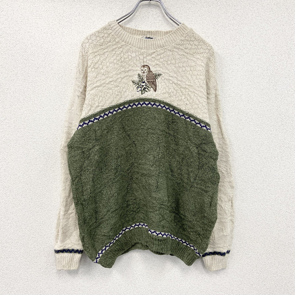 ～90s　NORTHERN REFLECTONS　コットンニットセーター　ヴィンテージ　エバーグリーン　Ｍサイズ　古着