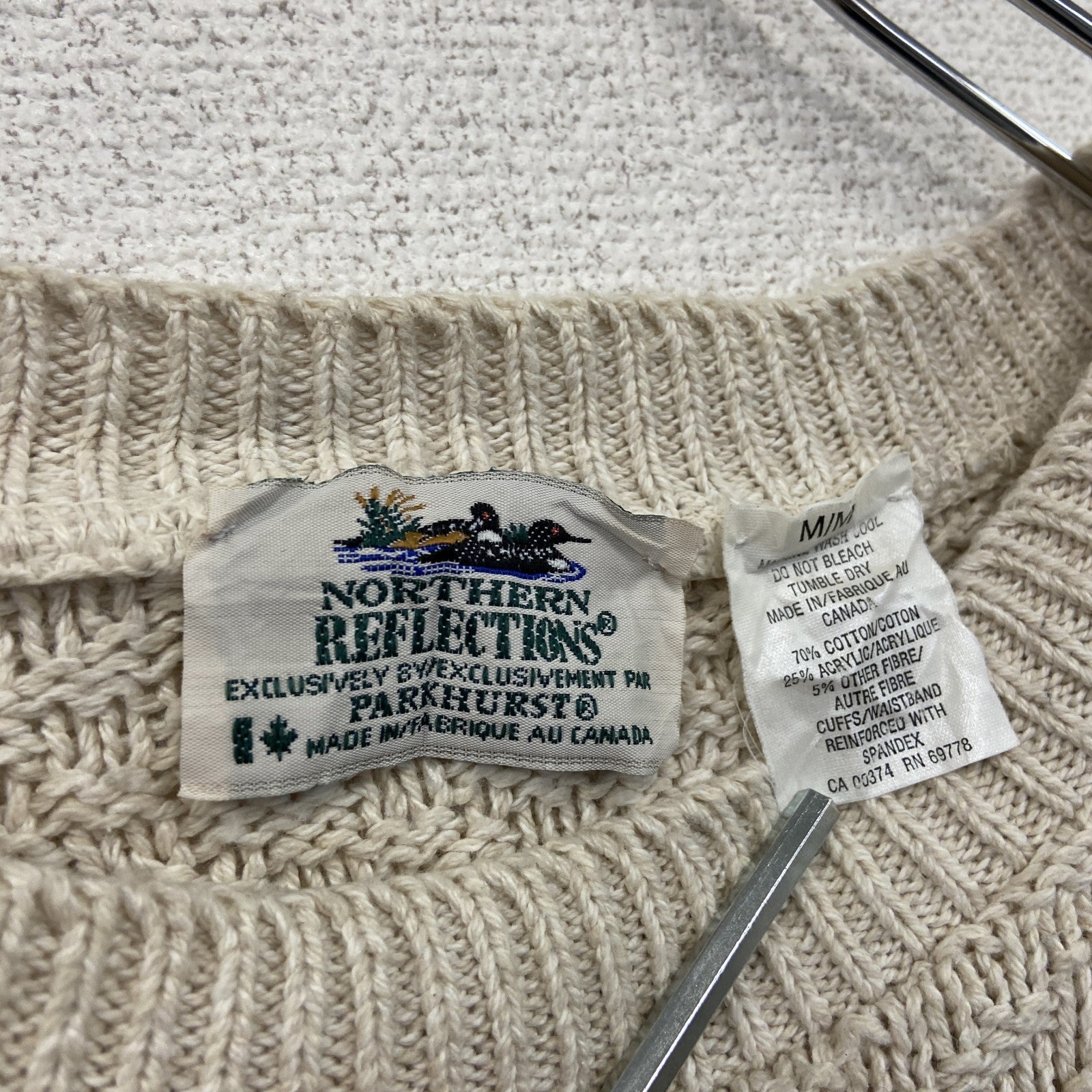 ～90s　NORTHERN REFLECTONS　コットンニットセーター　ヴィンテージ　エバーグリーン　Ｍサイズ　古着
