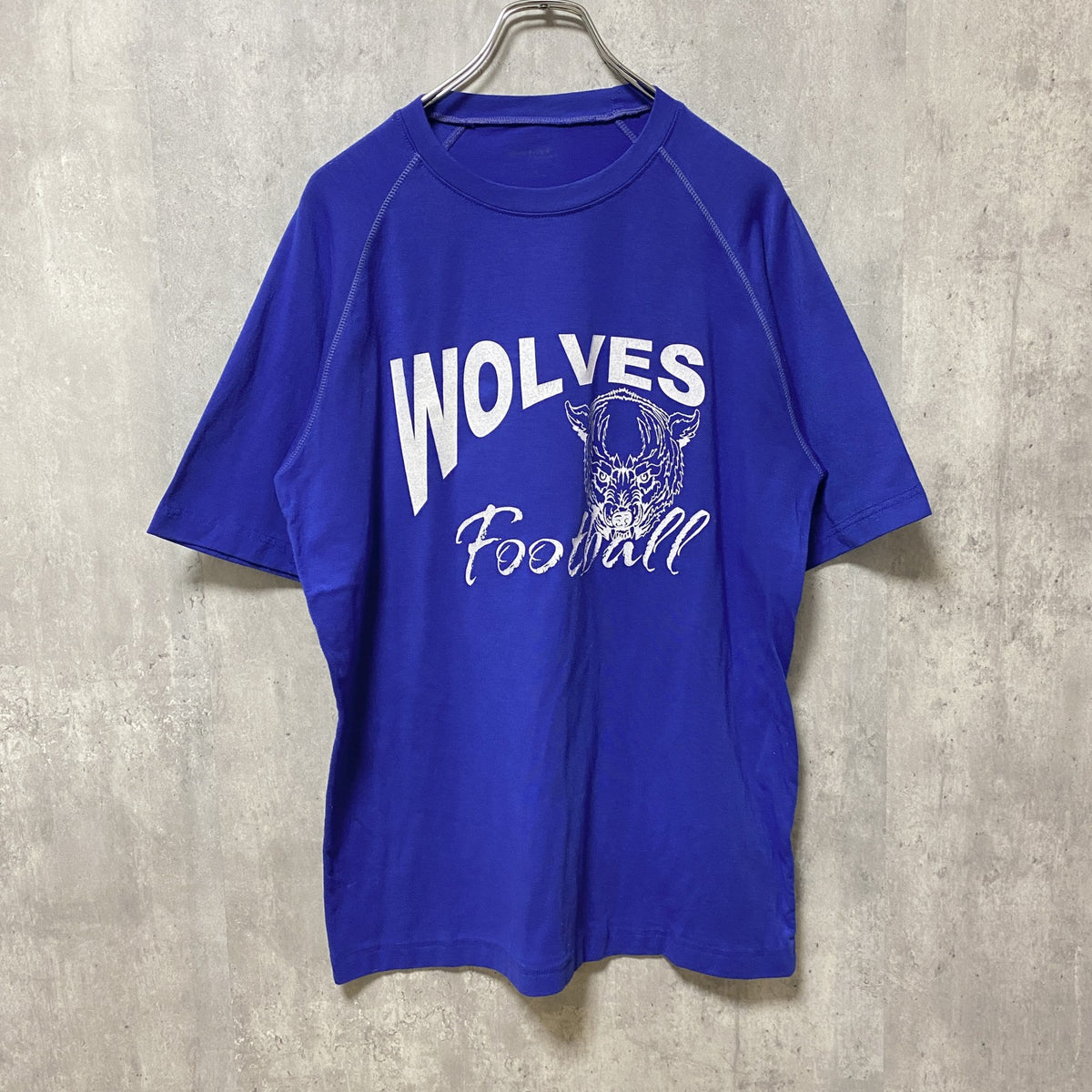 WOLVES　半袖プリントTシャツ　クルーネック　バックプリント　背番号16　青　ブルー　Mサイズ　古着