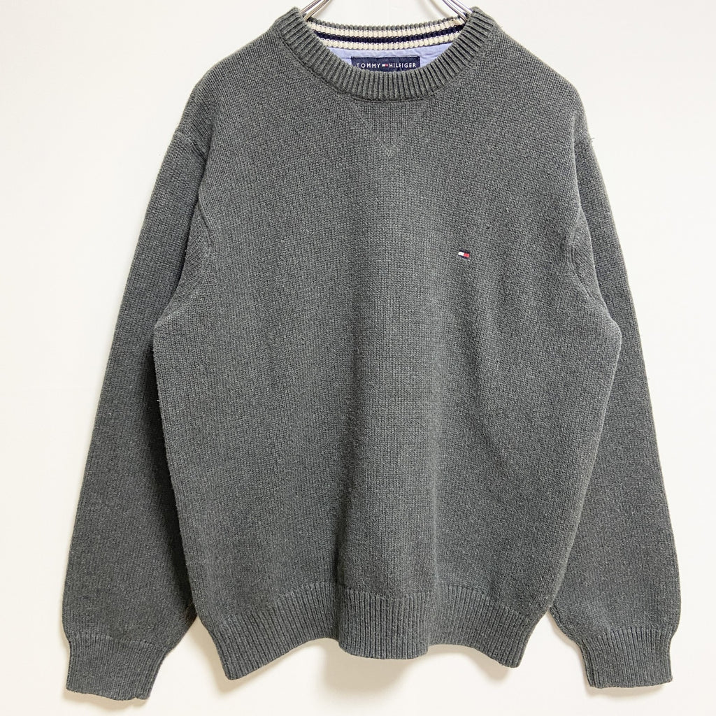 古着 used　TOMMY HILFIGER　トミーヒルフィガー　クルーネックニット/セーター　グレー　灰色　Mサイズ