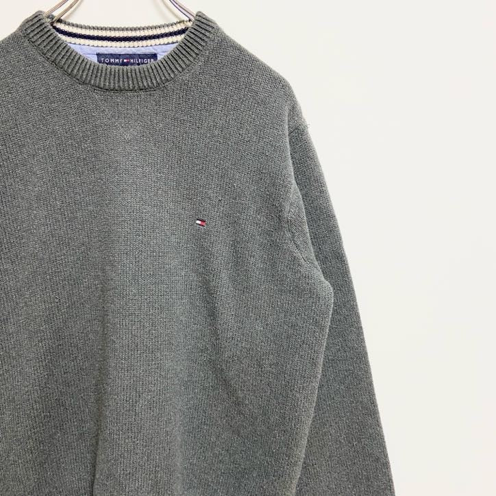 古着 used　TOMMY HILFIGER　トミーヒルフィガー　クルーネックニット/セーター　グレー　灰色　Mサイズ