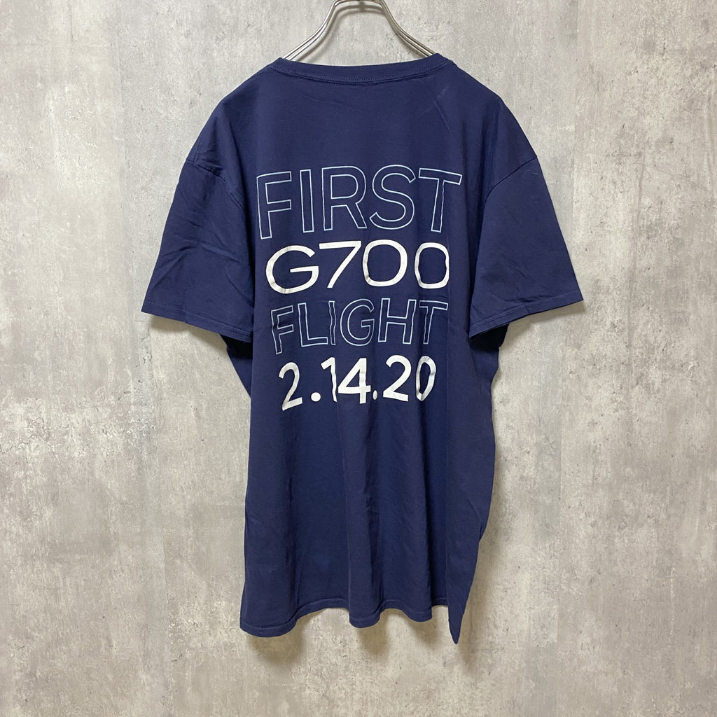 半袖クルーネックプリントTシャツ　バックプリント　ネイビー　紺　ビッグシルエット　オーバーサイズ　XLサイズ　古着