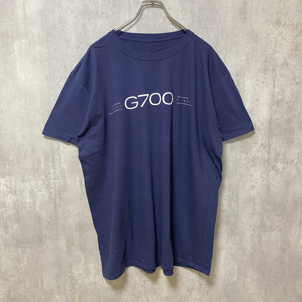 半袖クルーネックプリントTシャツ　バックプリント　ネイビー　紺　ビッグシルエット　オーバーサイズ　XLサイズ　古着