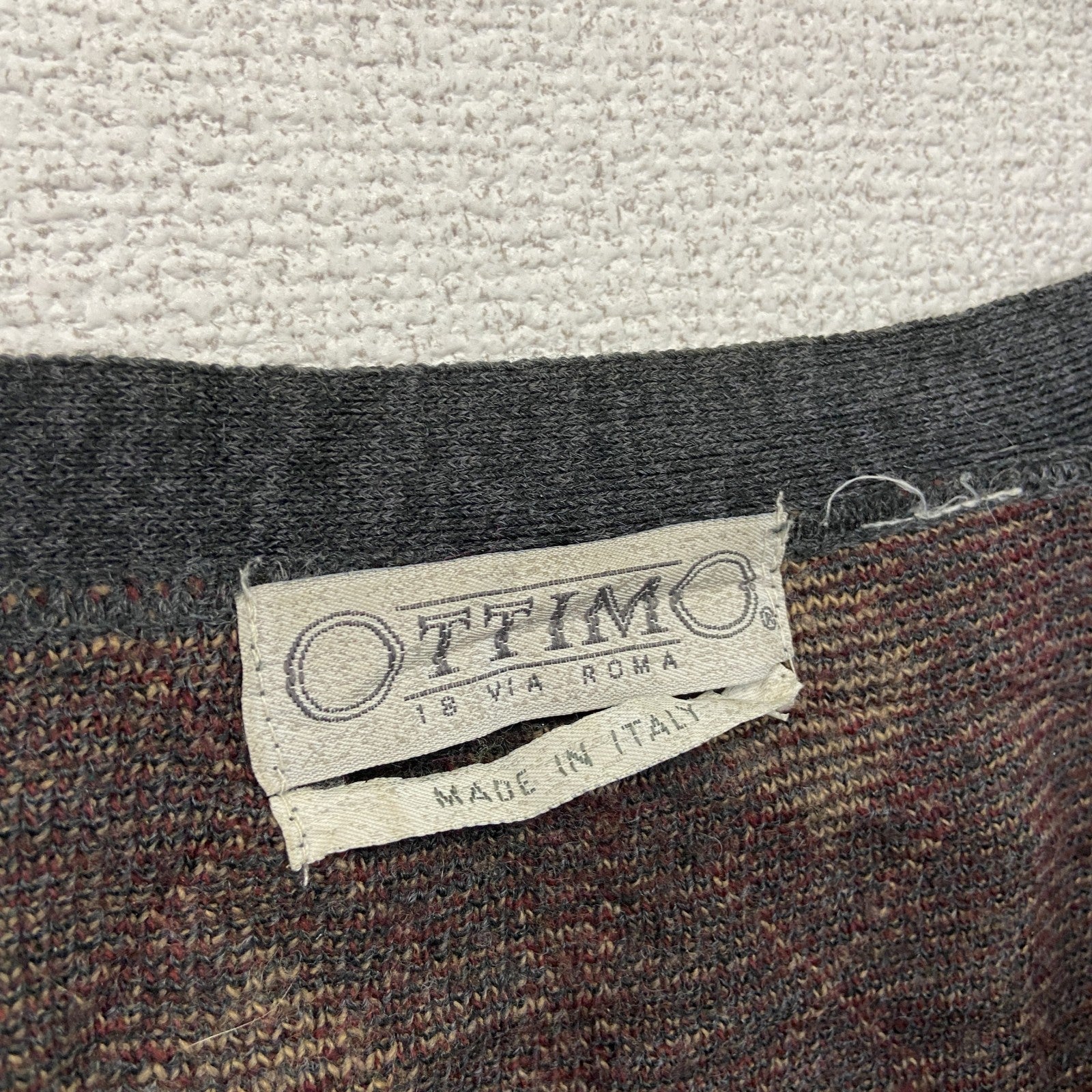 ～90s　OTTIMO　ニットカーディガン　ヴィンテージ　総柄　灰色　グレー　古着