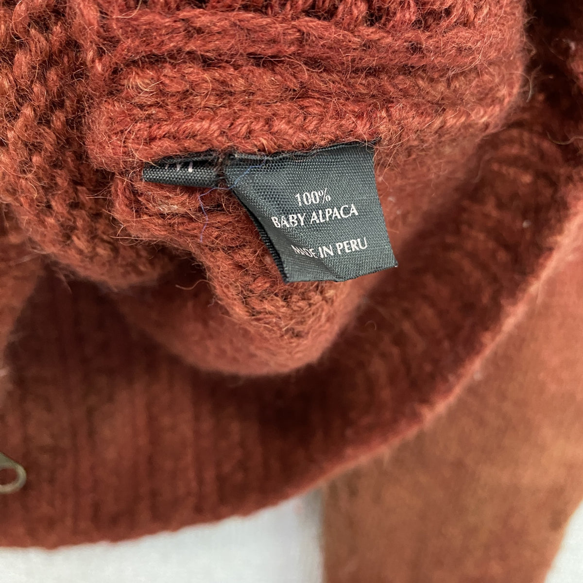 Alpaca 111　フルジップアルパカニットカーディガン　編み込み　オレンジ　Mサイズ　古着