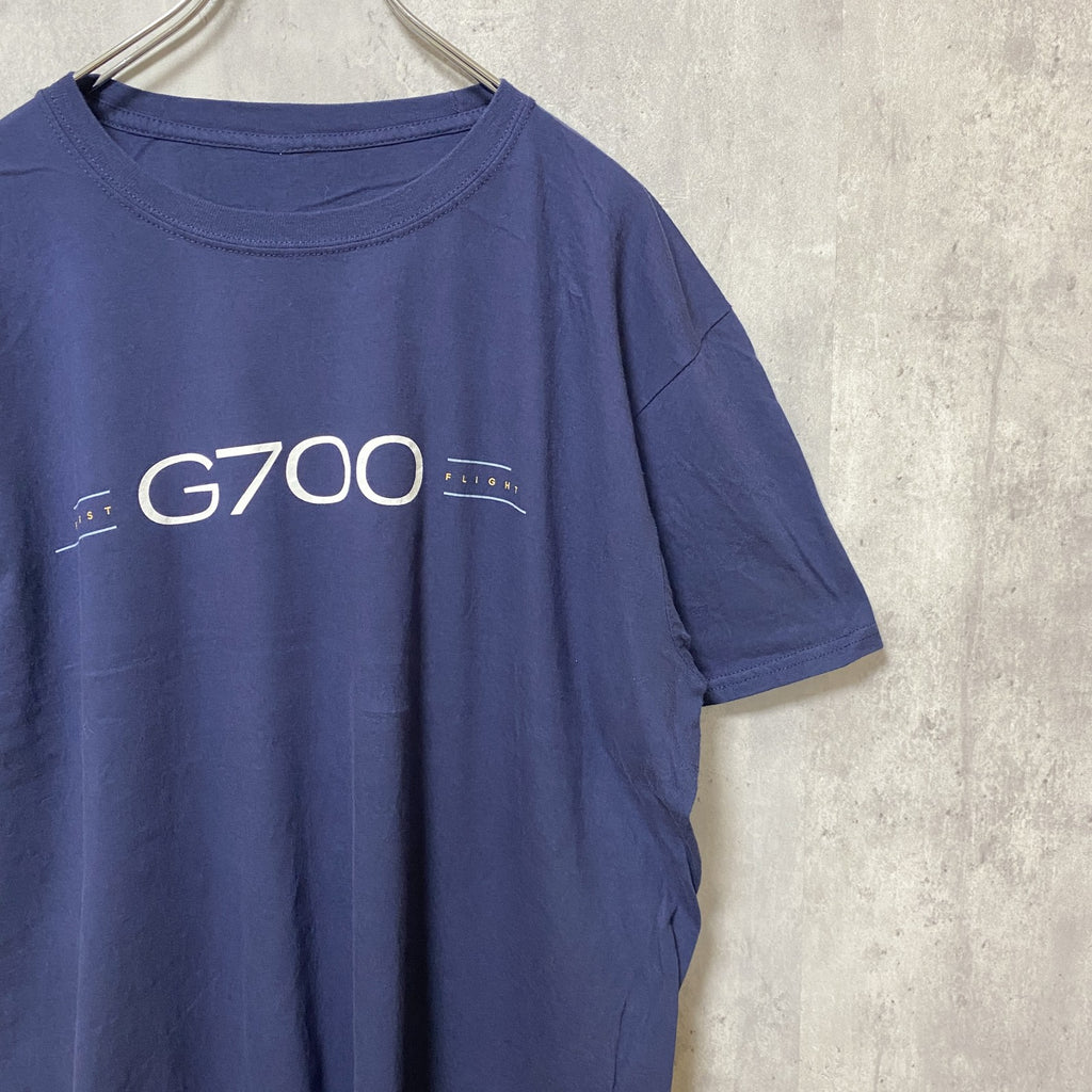 半袖クルーネックプリントTシャツ　バックプリント　ネイビー　紺　ビッグシルエット　オーバーサイズ　XLサイズ　古着