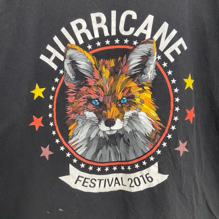 半袖アニマルプリントTシャツ　狐　キツネ　バックプリント　レトロデザイン　クルーネック　黒　ブラック　Lサイズ　古着