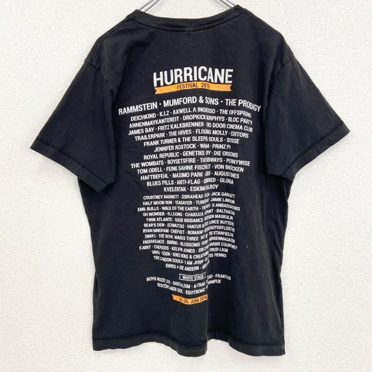 半袖アニマルプリントTシャツ　狐　キツネ　バックプリント　レトロデザイン　クルーネック　黒　ブラック　Lサイズ　古着