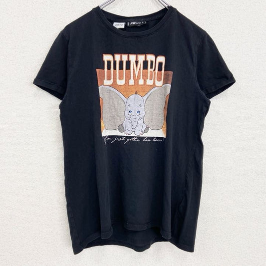 古着 used　Disney　ディズニー　半袖ムービープリントTシャツ　ダンボ　レトロ　クルーネック　黒　ブラック　Lサイズ