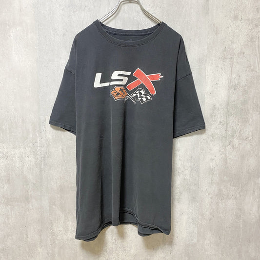 古着 used　半袖ロゴプリントTシャツ　バックプリント　LSXNATION　黒　ブラック　オーバーサイズ　XLサイズ