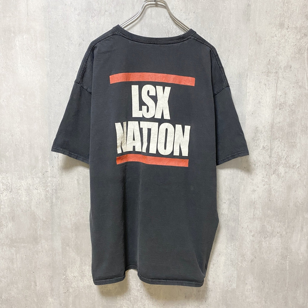 半袖ロゴプリントTシャツ　バックプリント　LSXNATION　黒　ブラック　オーバーサイズ　XLサイズ　古着