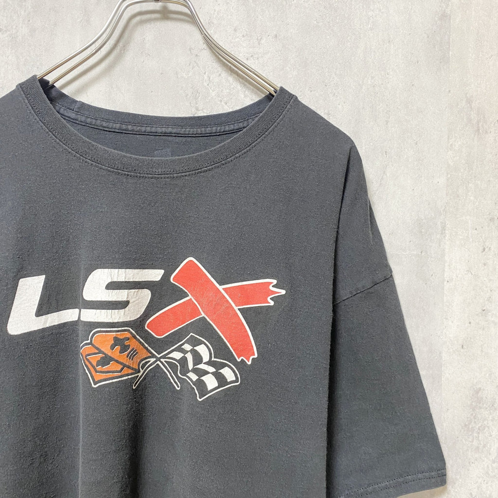 半袖ロゴプリントTシャツ　バックプリント　LSXNATION　黒　ブラック　オーバーサイズ　XLサイズ　古着