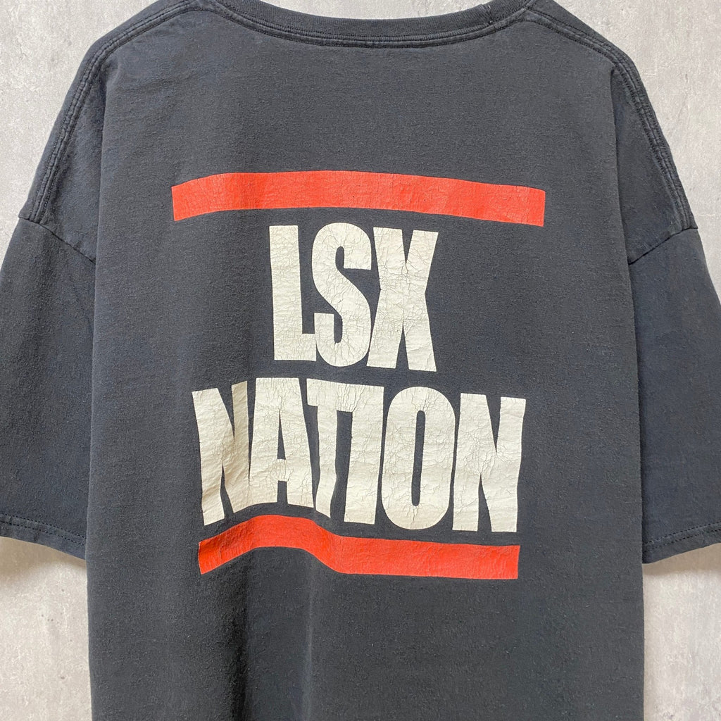 半袖ロゴプリントTシャツ　バックプリント　LSXNATION　黒　ブラック　オーバーサイズ　XLサイズ　古着