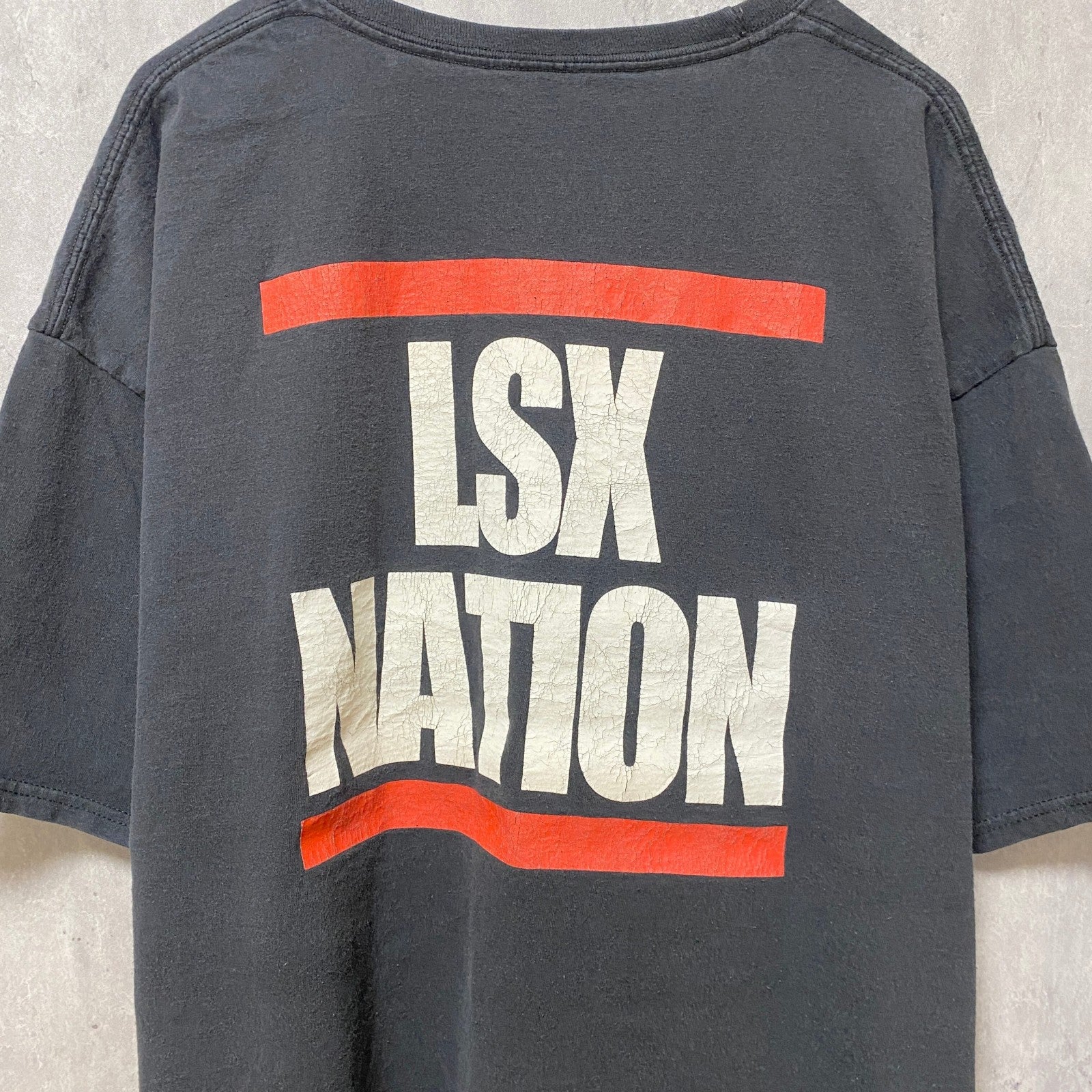 半袖ロゴプリントTシャツ　バックプリント　LSXNATION　黒　ブラック　オーバーサイズ　XLサイズ　古着