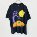 半袖プリントTシャツ　ブラック　黒　ハロウィン　シングルステッチ　クルーネック　オーバーサイズ　古着