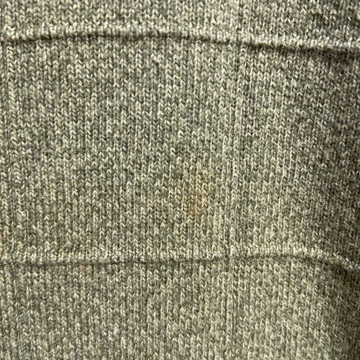 VAN HEUSEN　Vネック薄手ニット　セーター　ブロック柄　黄緑　ライトグリーン　レトロデザイン　XLサイズ　古着