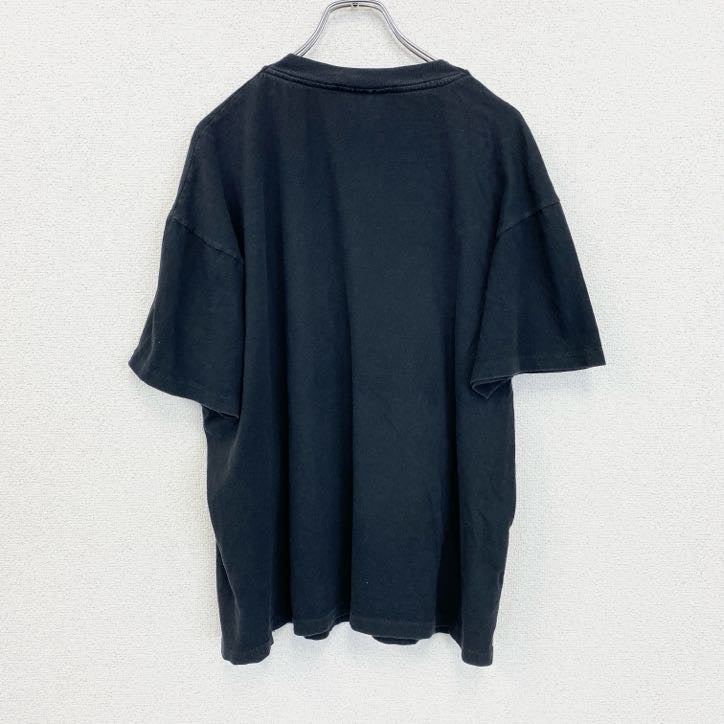 半袖プリントTシャツ　ブラック　黒　ハロウィン　シングルステッチ　クルーネック　オーバーサイズ　古着