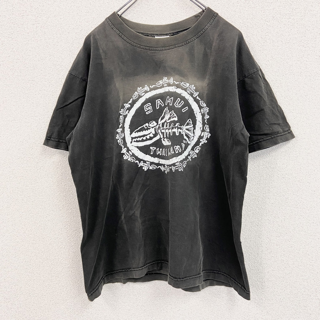 90s～　SKY　スカイ　半袖プリントTシャツ　スーベニアTシャツ　フェード　ヴィンテージ　黒　ブラック　