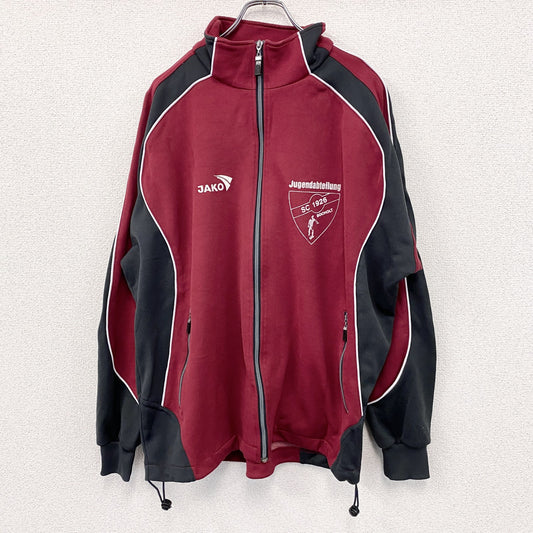 ～90s　JAKO　トラックジャケット/ジャージ　フロッキープリント　ヴィンテージ　エンジ　黒　ブラック　XLサイズ