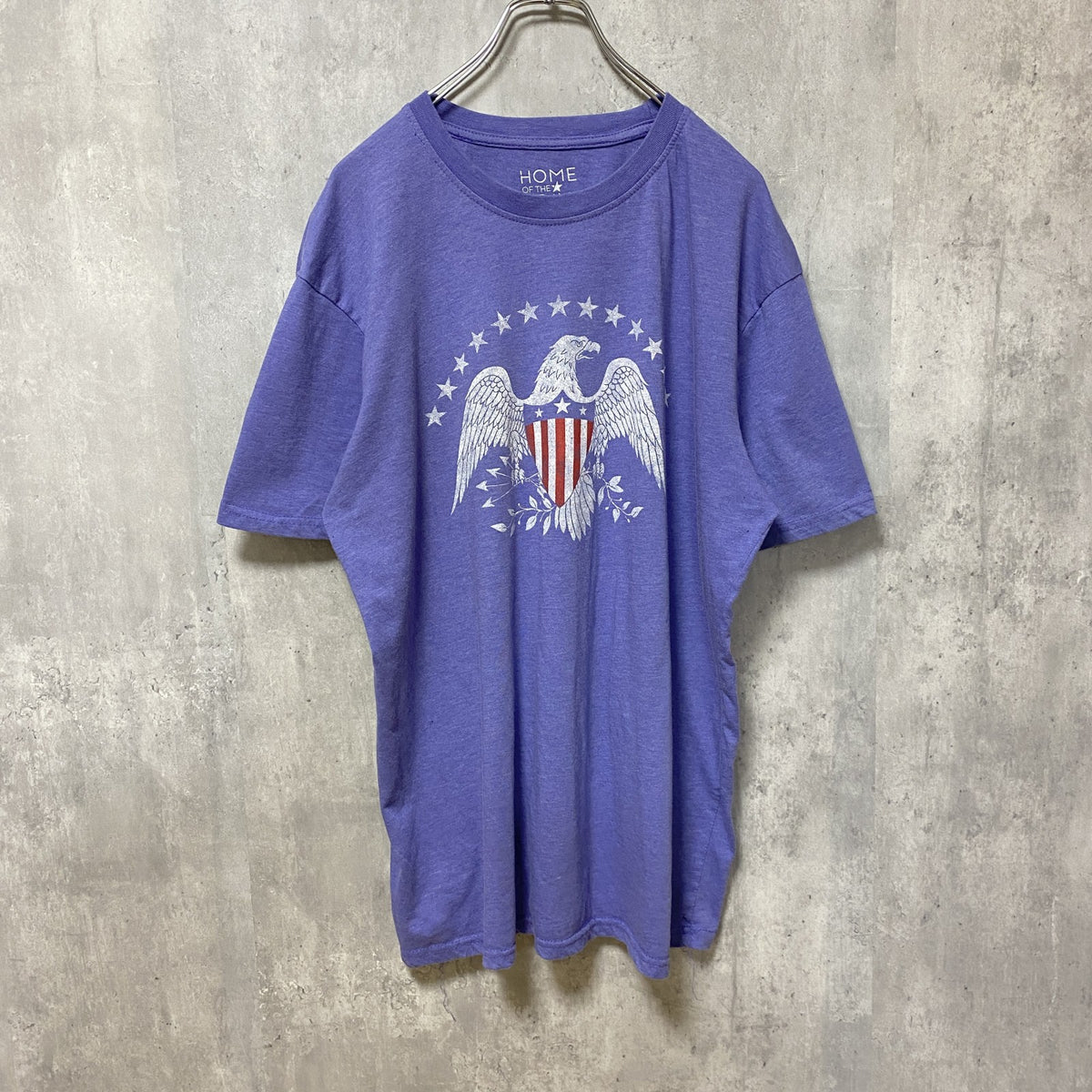 HOME OF THE BRAVE　半袖プリントTシャツ　薄紫　ビッグシルエット　オーバーサイズ　XLサイズ　古着