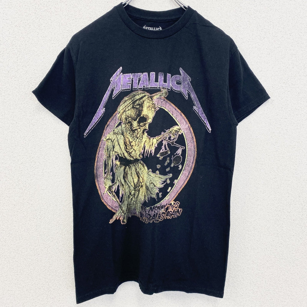 METALLICA　メタリカ　半袖プリントバンドTシャツ　レトロ　ドクロ　クルーネック　黒　ブラック　S,Mサイズ　古着