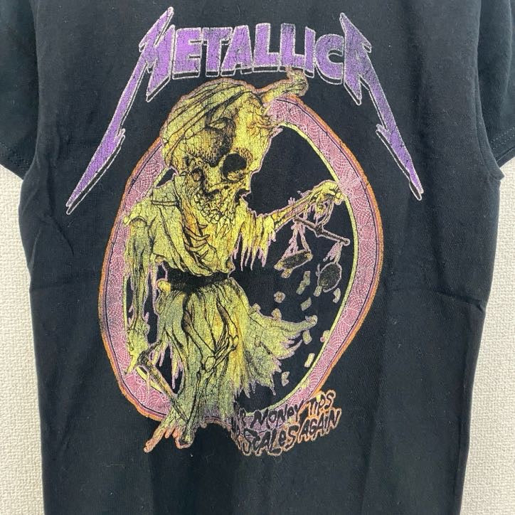 METALLICA　メタリカ　半袖プリントバンドTシャツ　レトロ　ドクロ　クルーネック　黒　ブラック　S,Mサイズ　古着