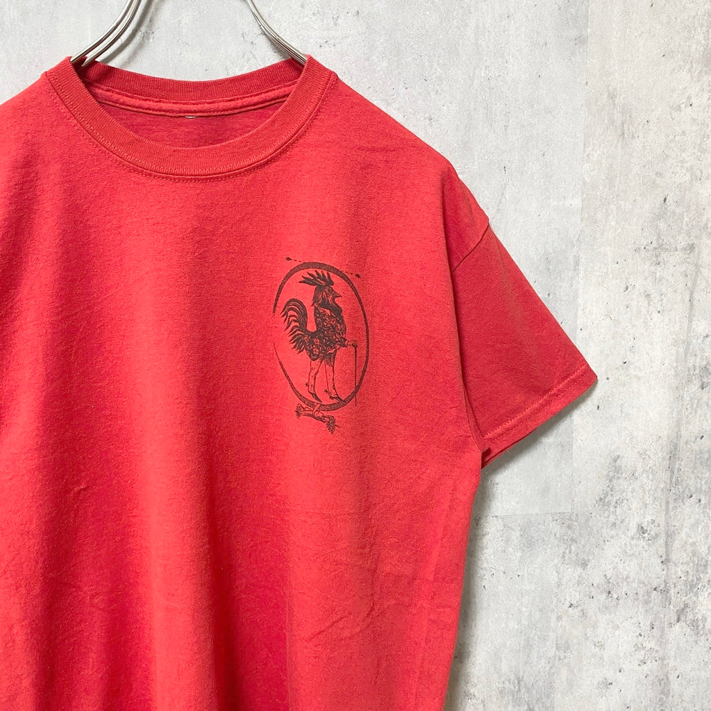 半袖プリントTシャツ　バックプリント　TSHIRTLABS　鳥　bird　動物　アニマル　赤　レッド　春夏服　古着