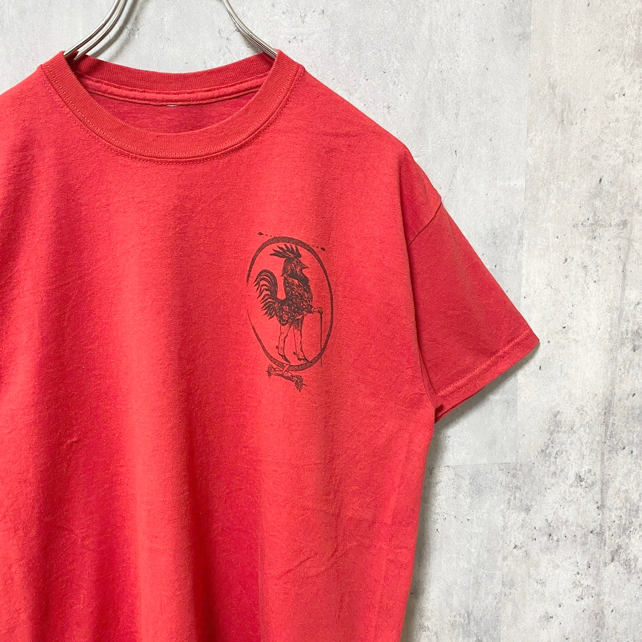 半袖プリントTシャツ　バックプリント　TSHIRTLABS　鳥　bird　動物　アニマル　赤　レッド　春夏服　古着