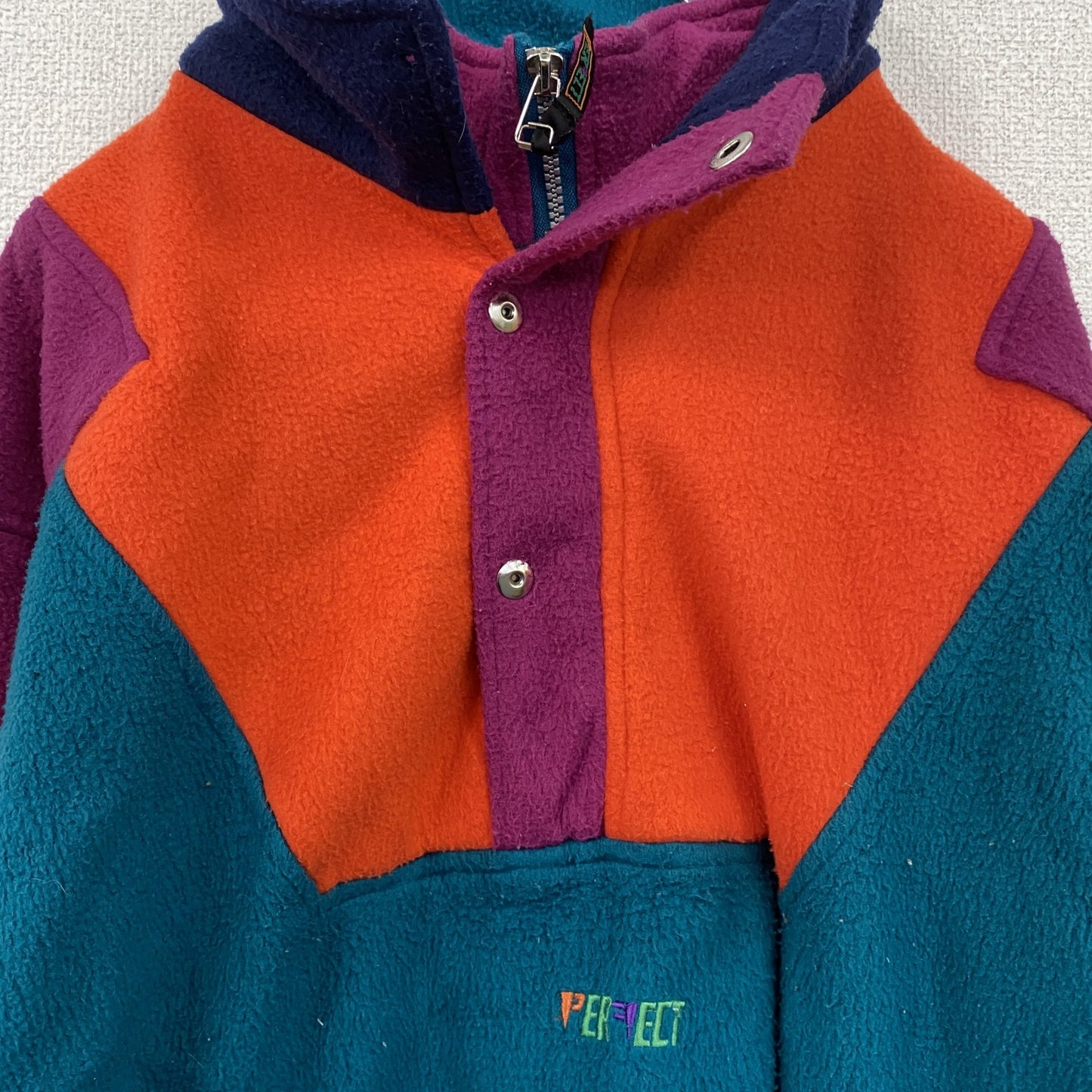 ～00s　ハーフジップフリースプルオーバー　ヴィンテージ　青　ブルー　オレンジ　Lサイズ