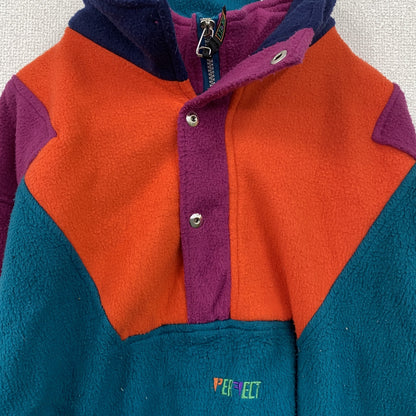 ～00s　ハーフジップフリースプルオーバー　ヴィンテージ　青　ブルー　オレンジ　Lサイズ