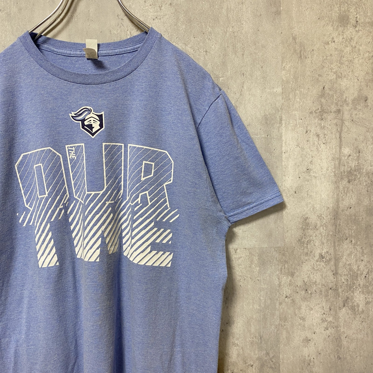 FRUIT OF THE LOOM　フルーツオブザルーム　半袖クルーネックプリントTシャツ　ブルー　青　Mサイズ　古着