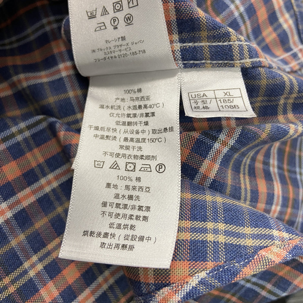 BROOKS BROTHERS　ブルックスブラザーズ　長袖シャツ　ボタンダウンシャツ　チェック柄　マルチカラー　XLサイズ　古着